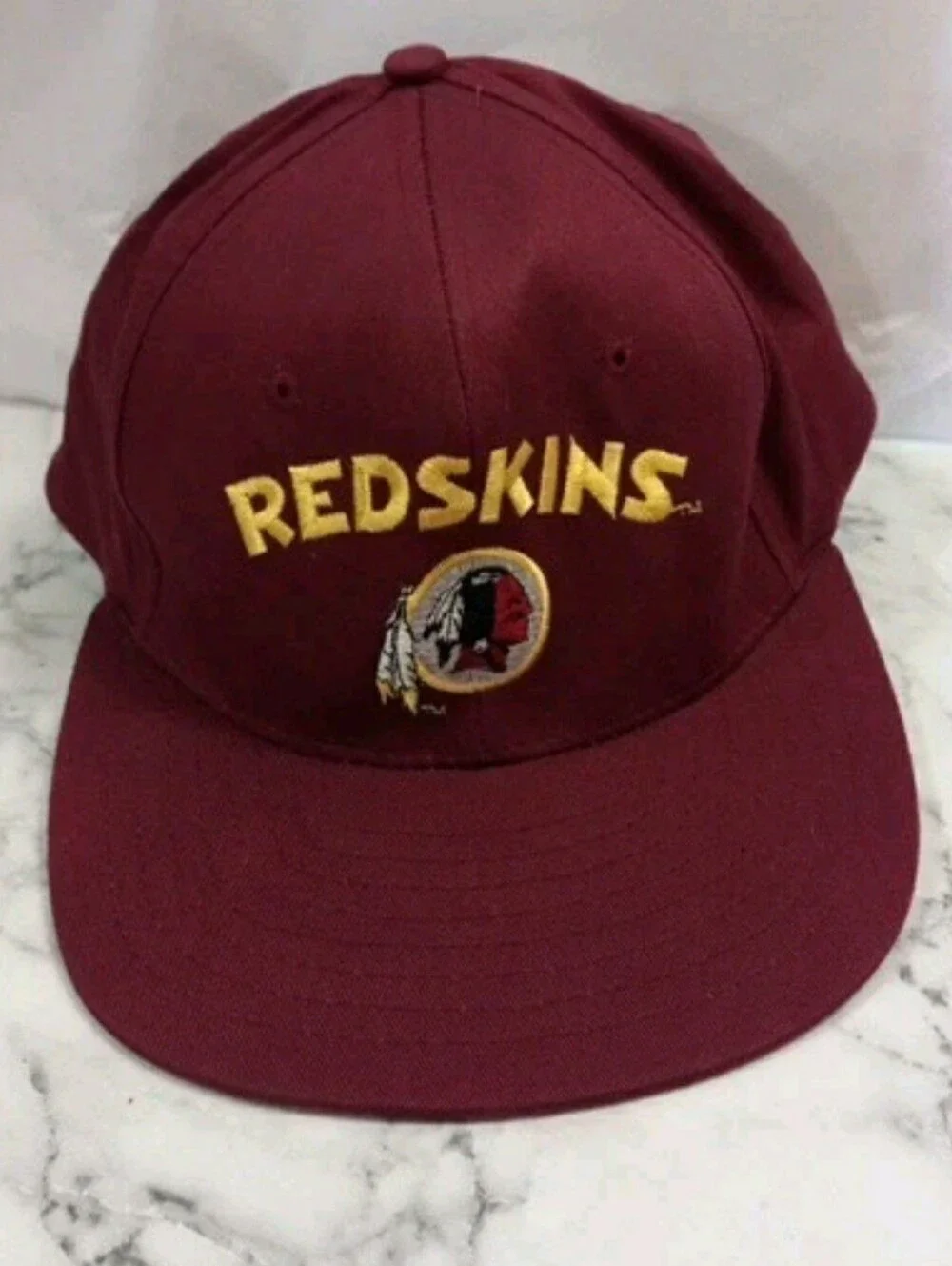 Washington Redskins Snapback Hat Maroon AJD Yellow Bold NFL Cap 90s